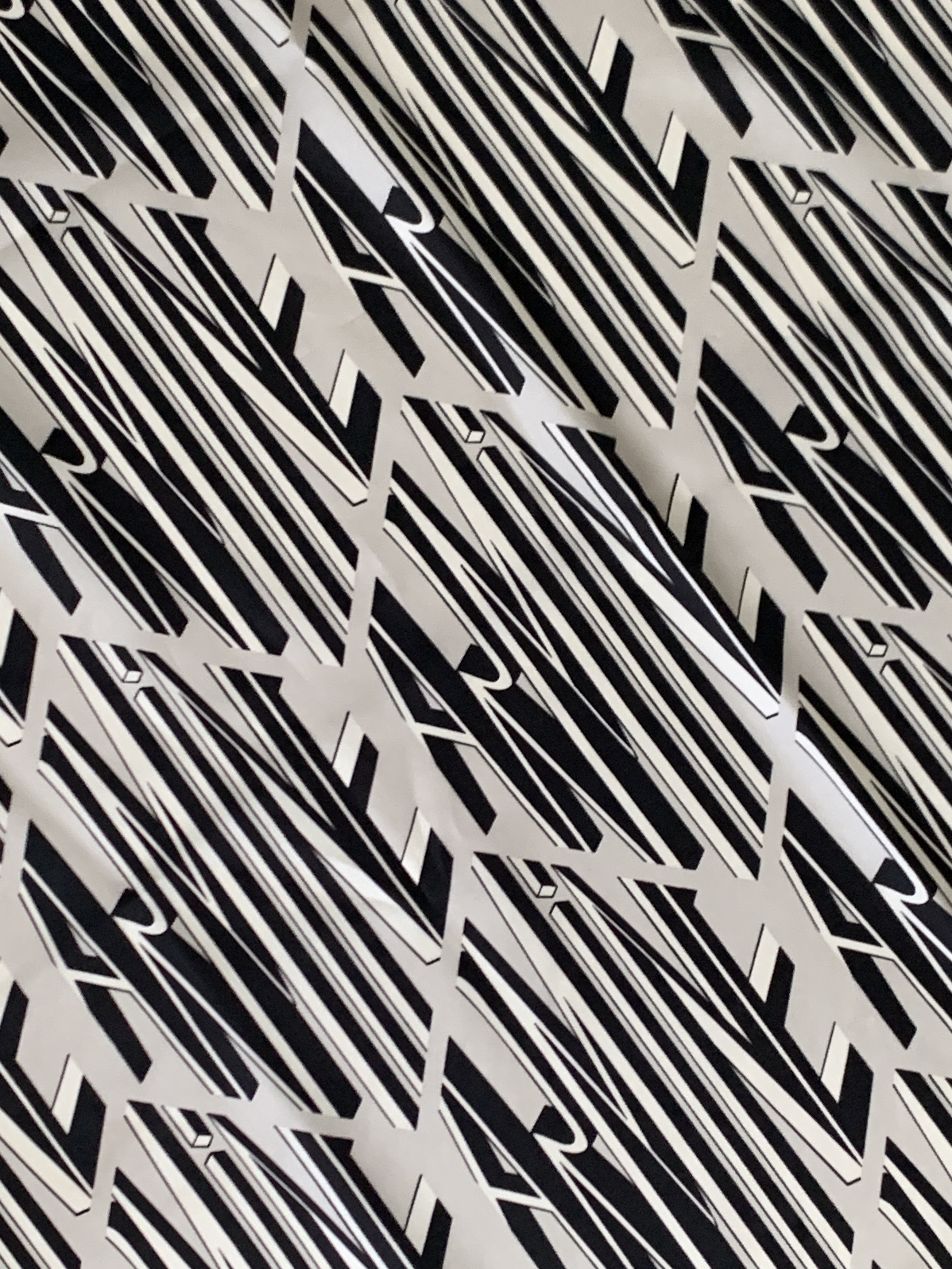 Letter Print Silk Scarf - Gray