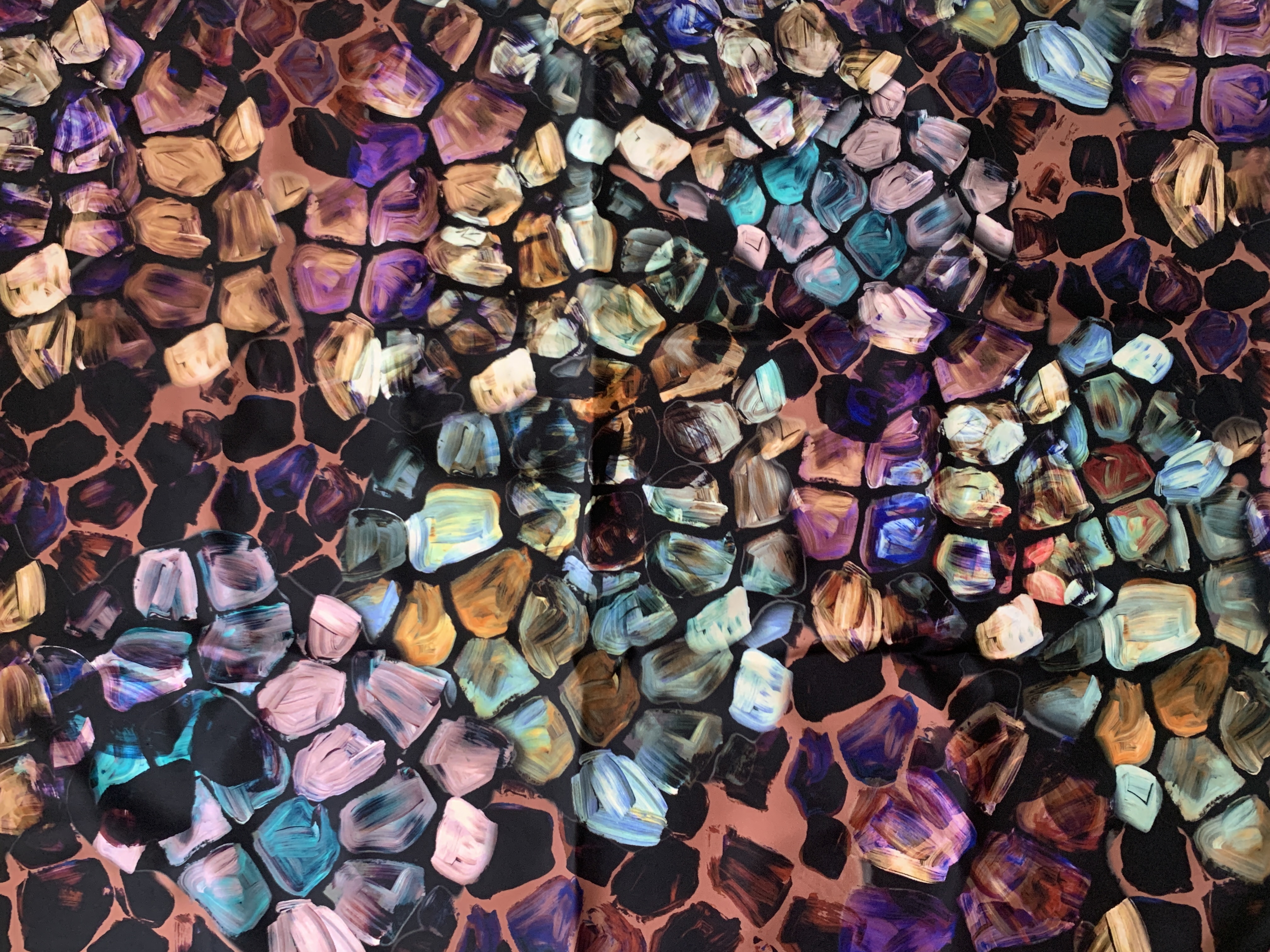 Printed Satin Shawl - Brown